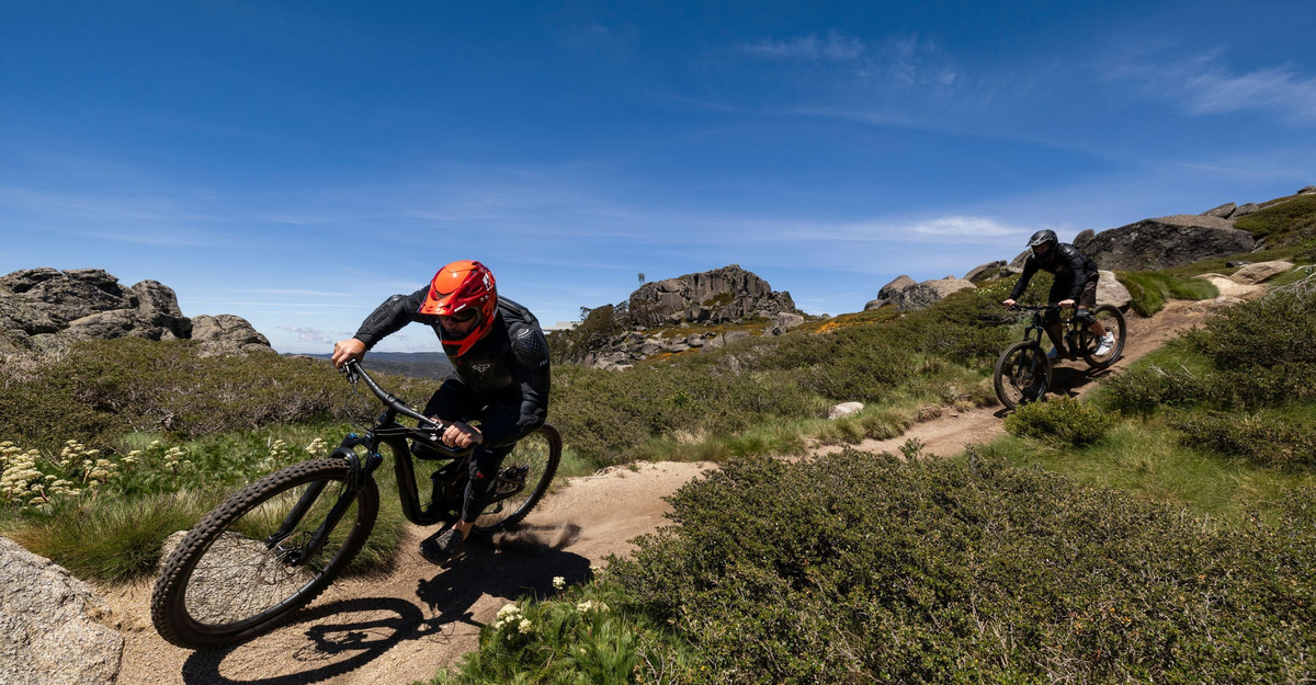 People enjoy the heights at Thredbo Mountain Bike Park, Snowy Mountains