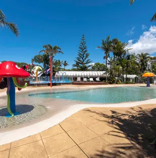 Resort-style swimming pool at Wairo Beach Holiday Park on the NSW South Coast.