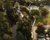 Aerial view of accommodation and camping areas and the Yarra River at Warburton Holiday Park in Warburton, Yarra Valley.