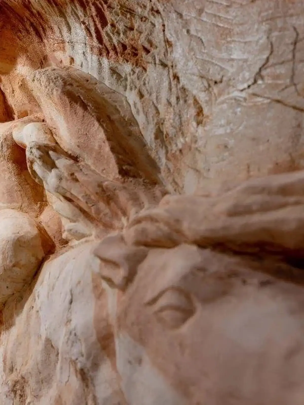 Sandstone sculpture inside the Chambers of the Black Hand in Lightning Ridge