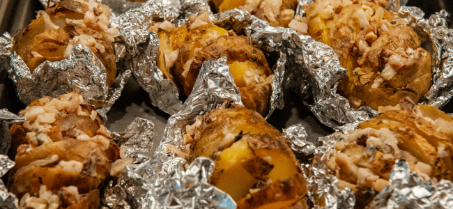 Roasted Hasselback Potatoes done on the bbq.